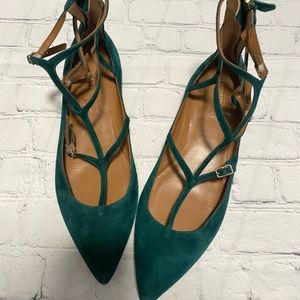 AQUAZZURA Mischa green Pointed Toe Cage Ballet Flats